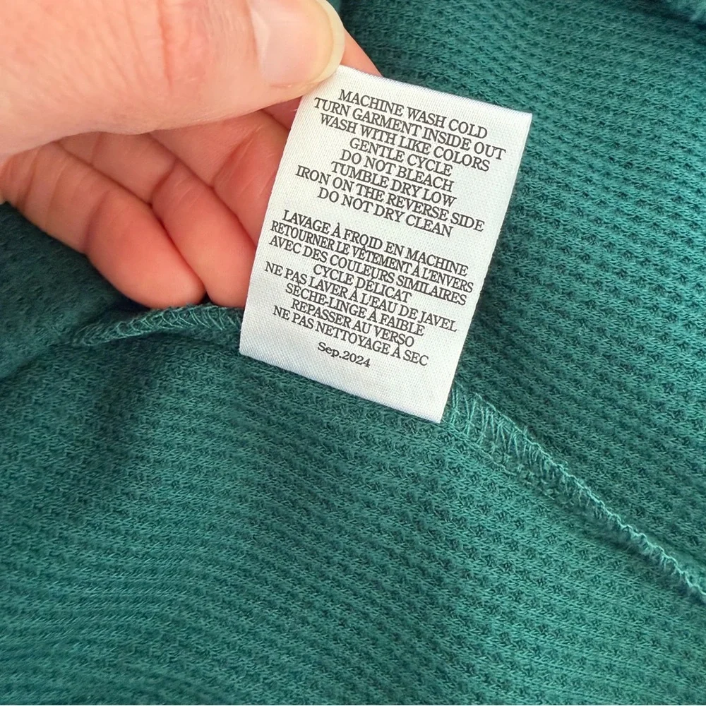 Z Supply Abigail Long Sleeve Top Noble Fir Size Medium Thermal Lounge Holiday - Picture 7 of 8